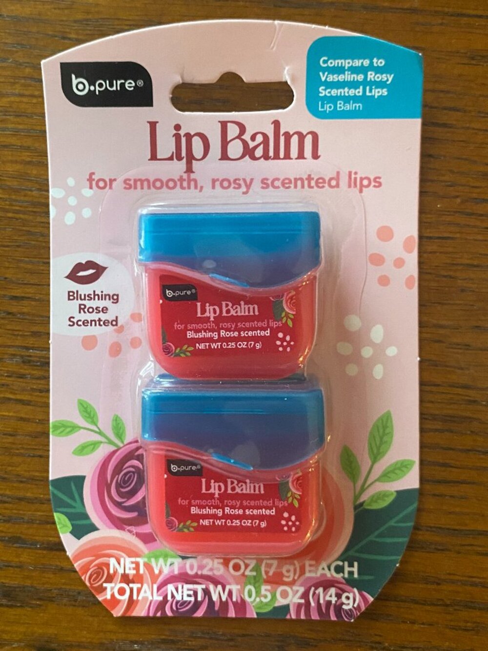 3/$10 b.pure BLUSHING ROSE Lip Balm Pack